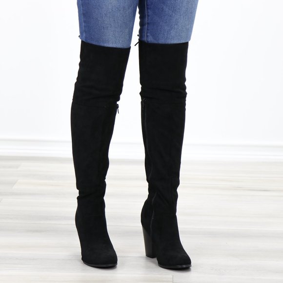 *Restock Thigh High Heeled Boots With Lace Up Back - Picture 4 of 16